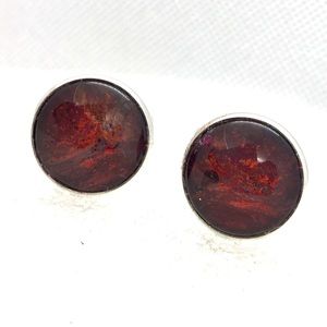 Cufflinks silver plated handcrafted glass
